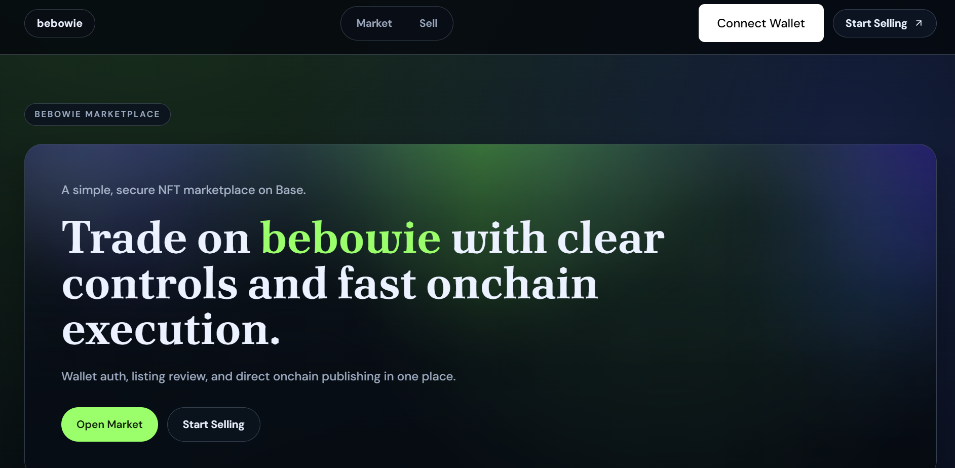 Bebowie Web3 Marketplace screenshot